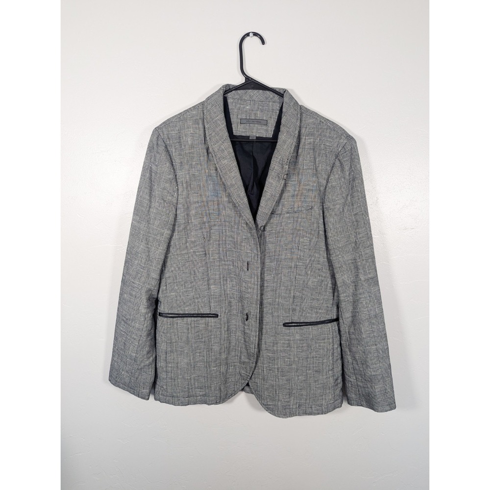 JOHN VARVATOS Jacket 50 Hook‎ Gray plaid Cotton linen